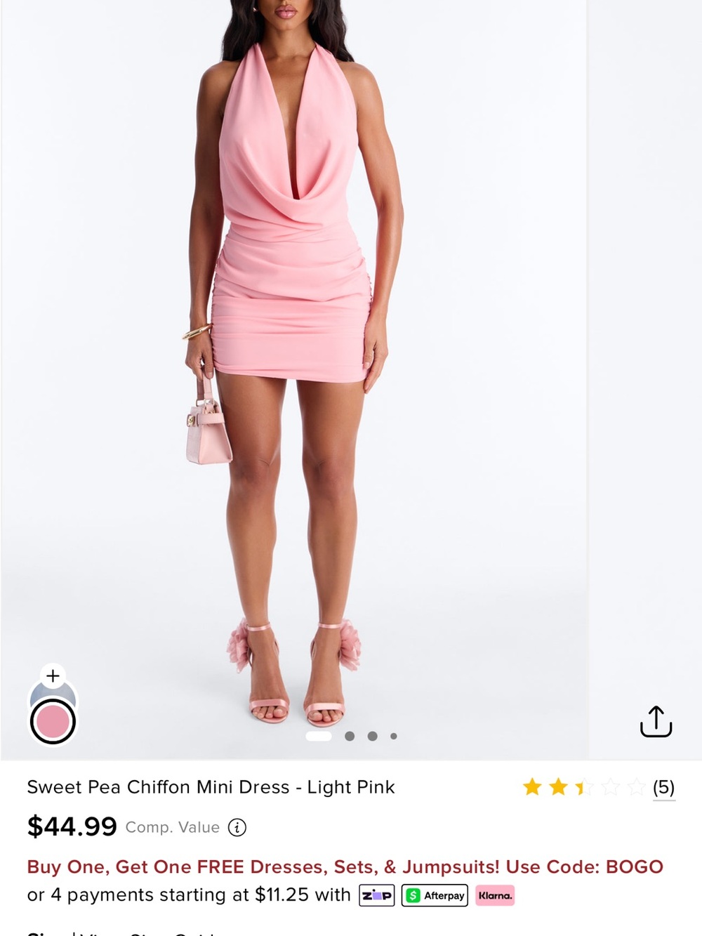 Fashion Nova Pink Halter Cowl Mini Dress